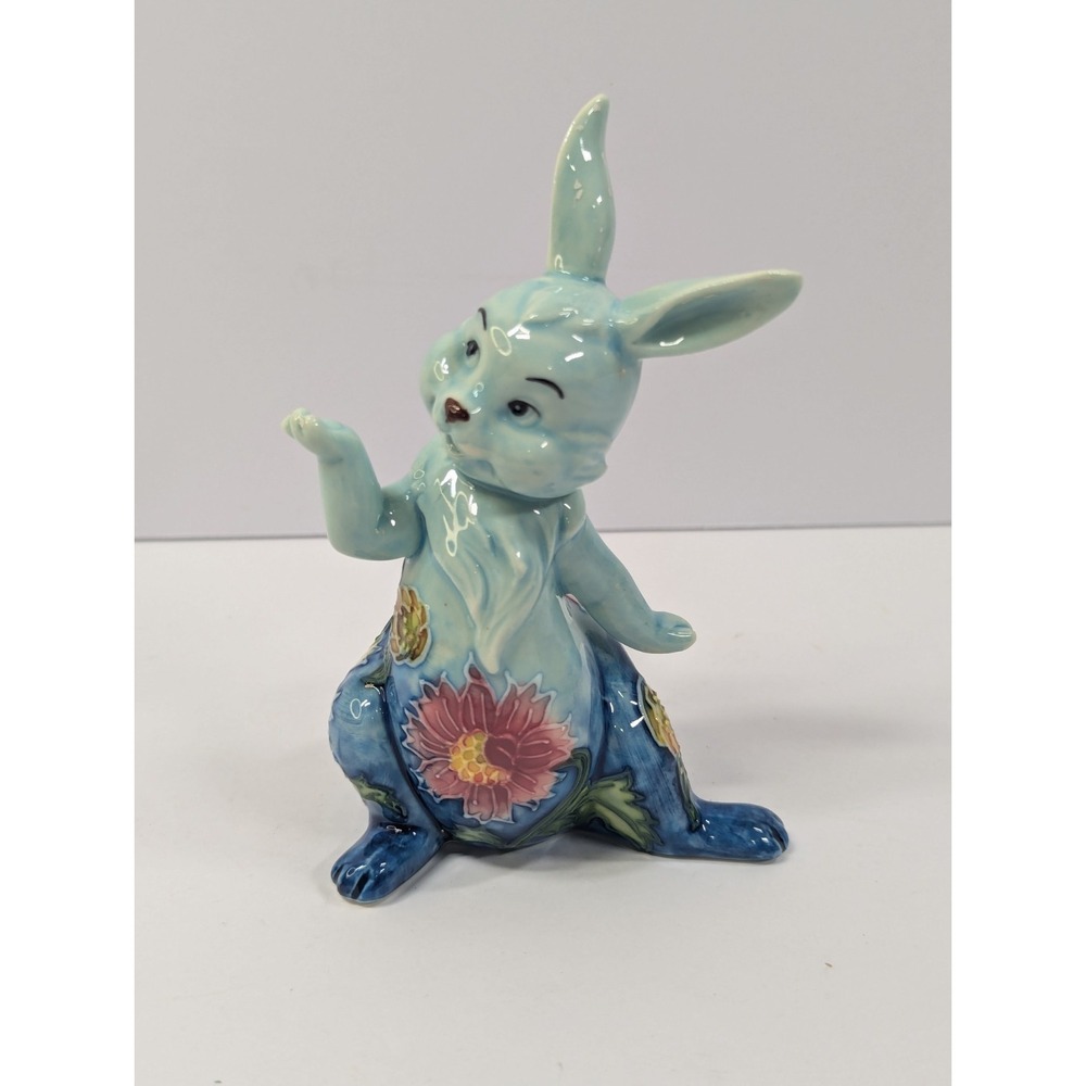 PAVONE Porcelain Rabbit Bunny Figure W Floral Accents